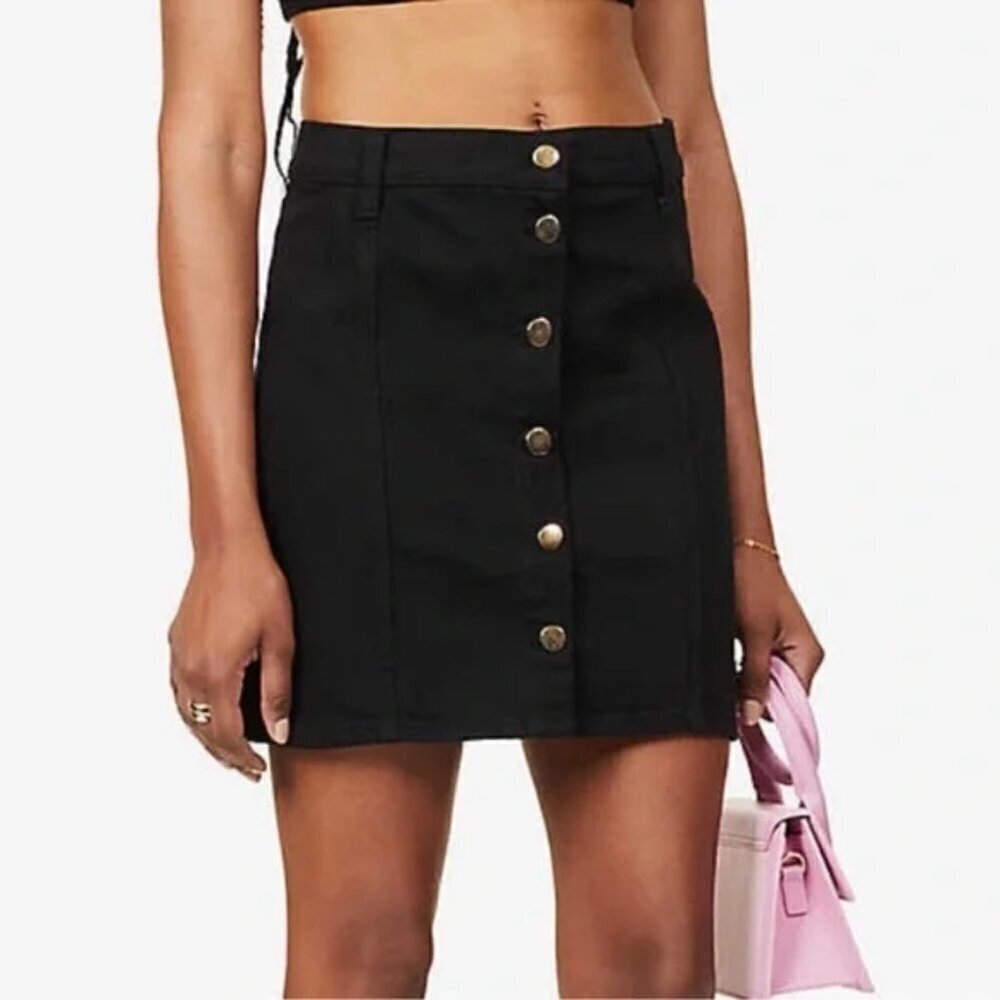 Reformation Chrissy Stretch Denim Skirt in Black 2